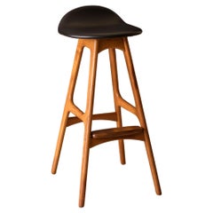 Sgabello da bar danese vintage in teak di Erik Buch per O.D. AM Mobler
