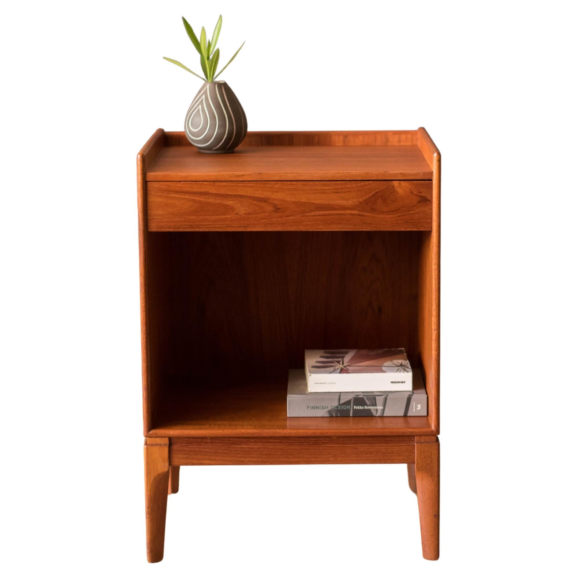 Vintage Danish Teak Bedside Nightstand End Table by Søborg Møbler