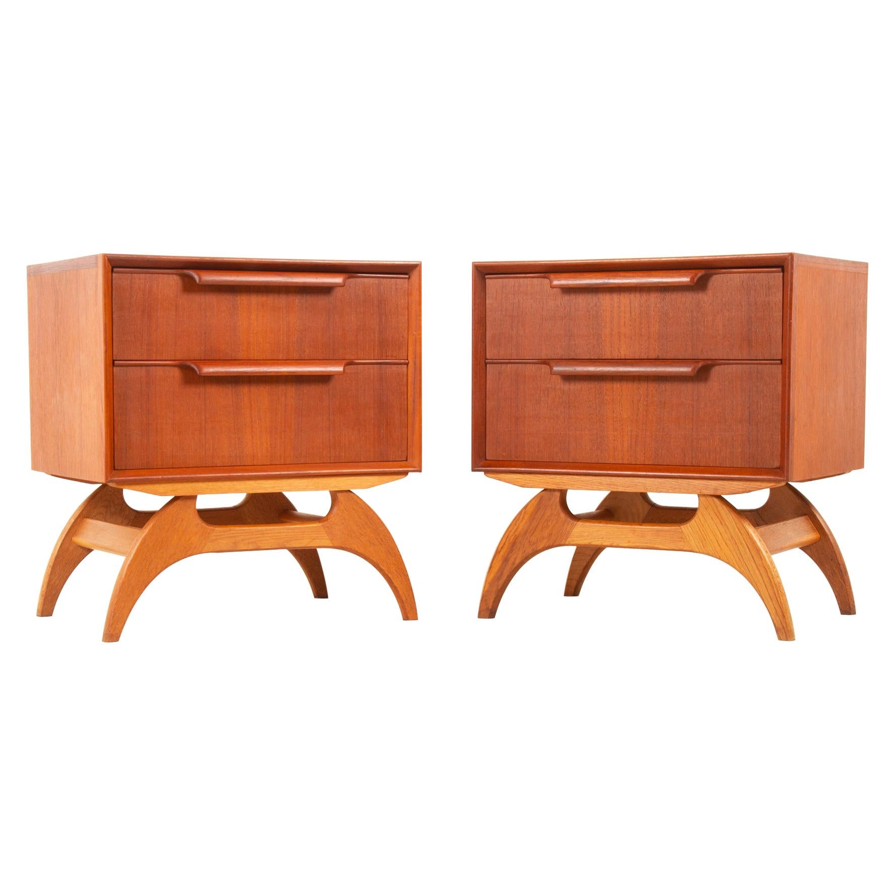 Pair Nightstands 2 Drawer Teak 3 For Sale on 1stDibs