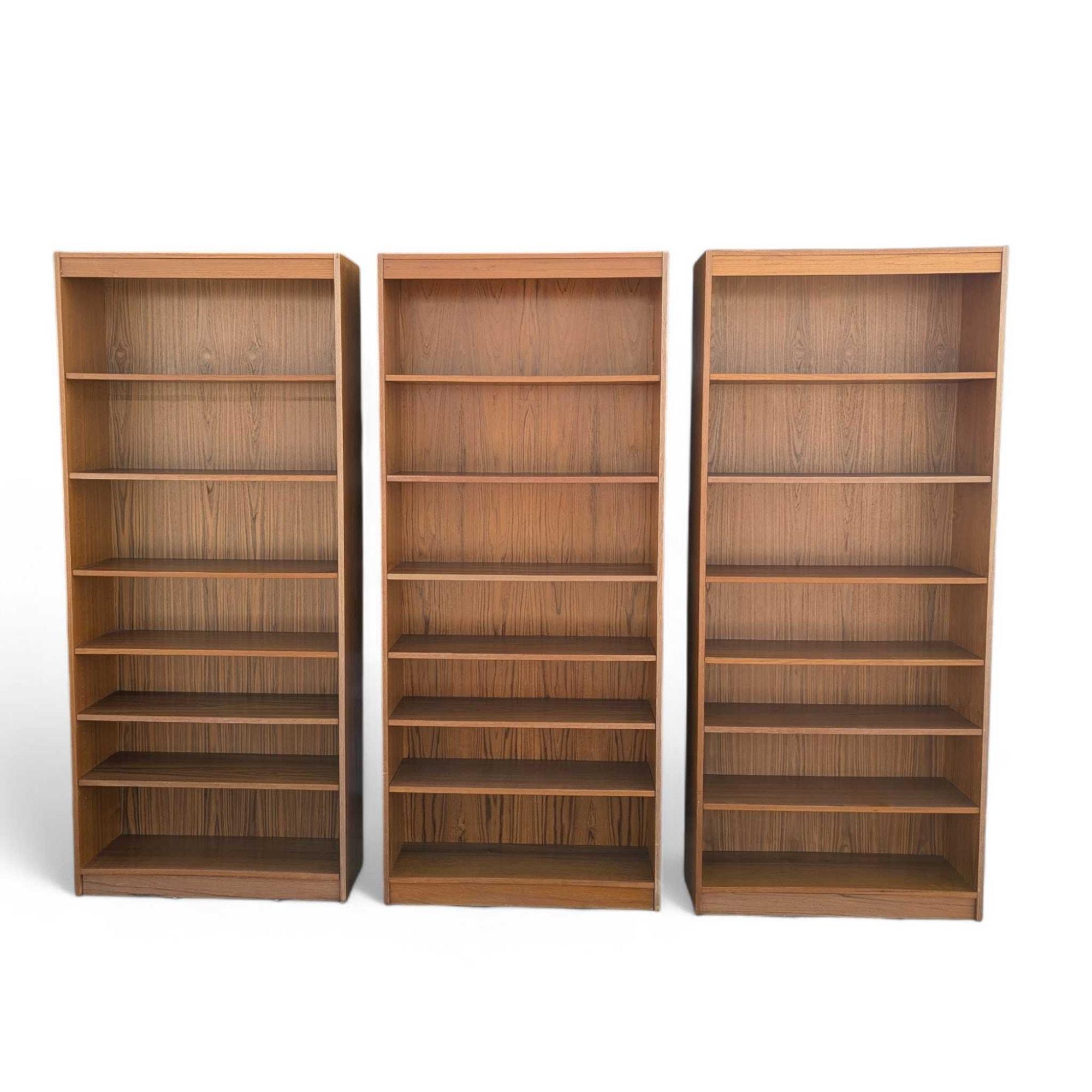 Vintage Danish Teak Bookcases, Set of Three, Mid-Century Modern Wall Unit, 1960s For Sale 7