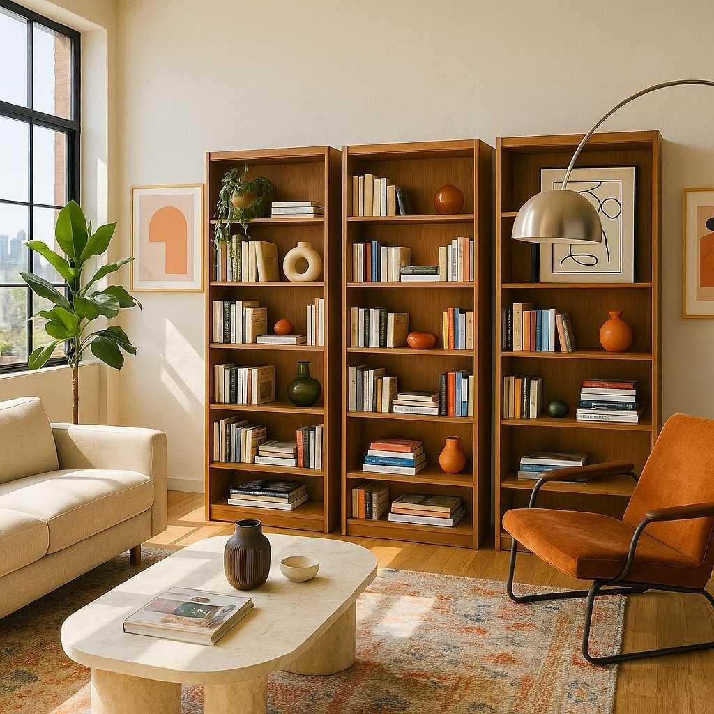 Veneer Vintage Danish Teak Bookcases, Set of Three, Mid-Century Modern Wall Unit, 1960s For Sale