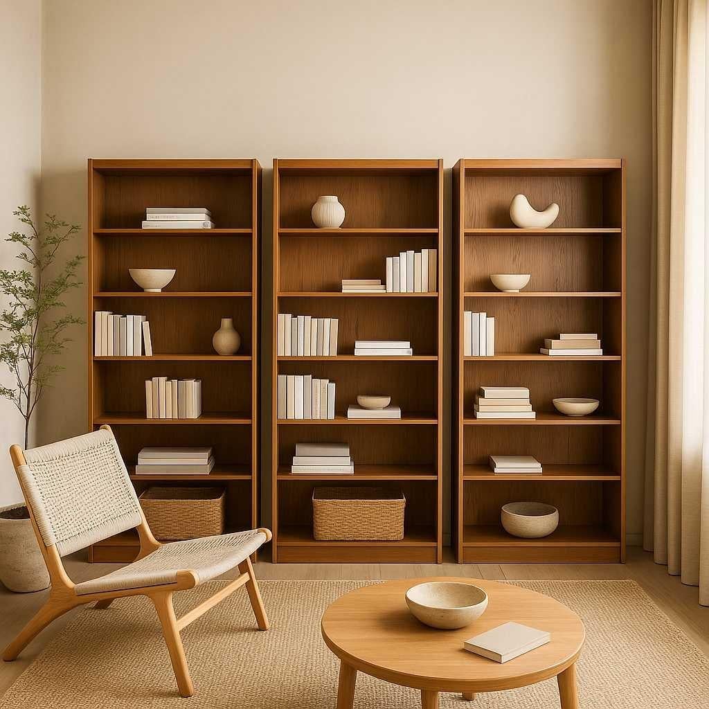 Vintage Danish Teak Bookcases, Set of Three, Mid-Century Modern Wall Unit, 1960s For Sale 1