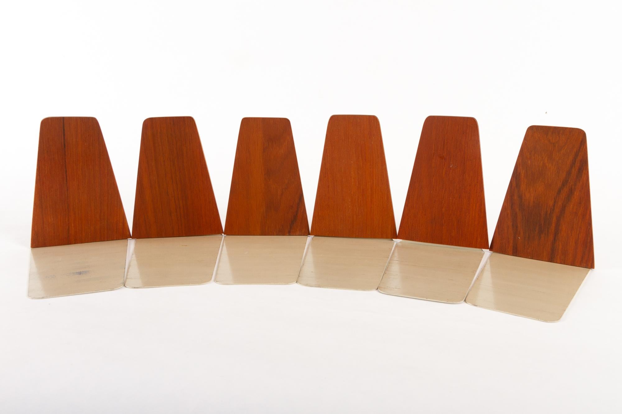 Vintage Danish Teak Bookends by Kai Kristiansen for FM 1960s Set of 6 In Good Condition In Asaa, DK