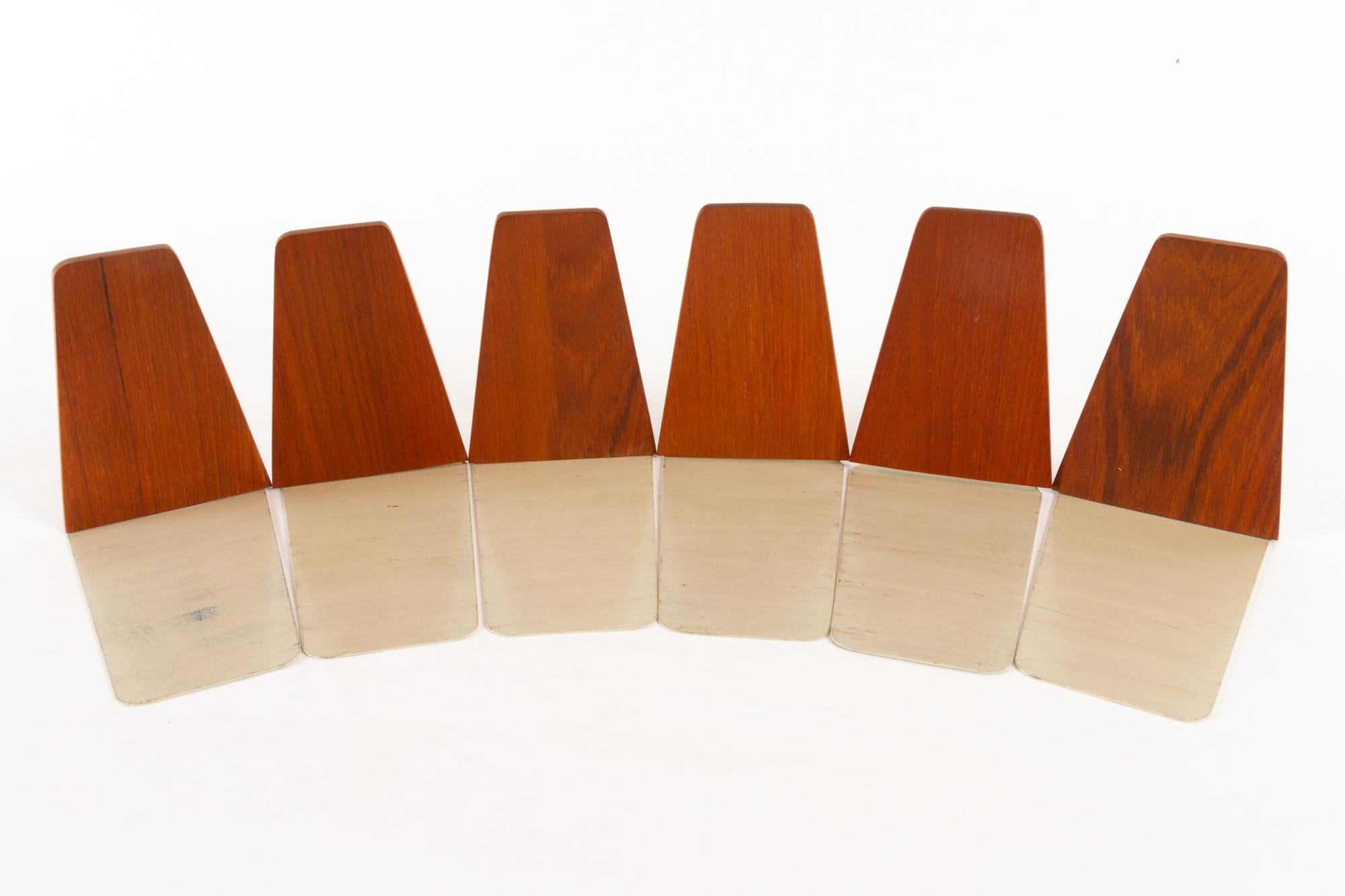 Mid-20th Century Vintage Danish Teak Bookends by Kai Kristiansen for FM 1960s Set of 6