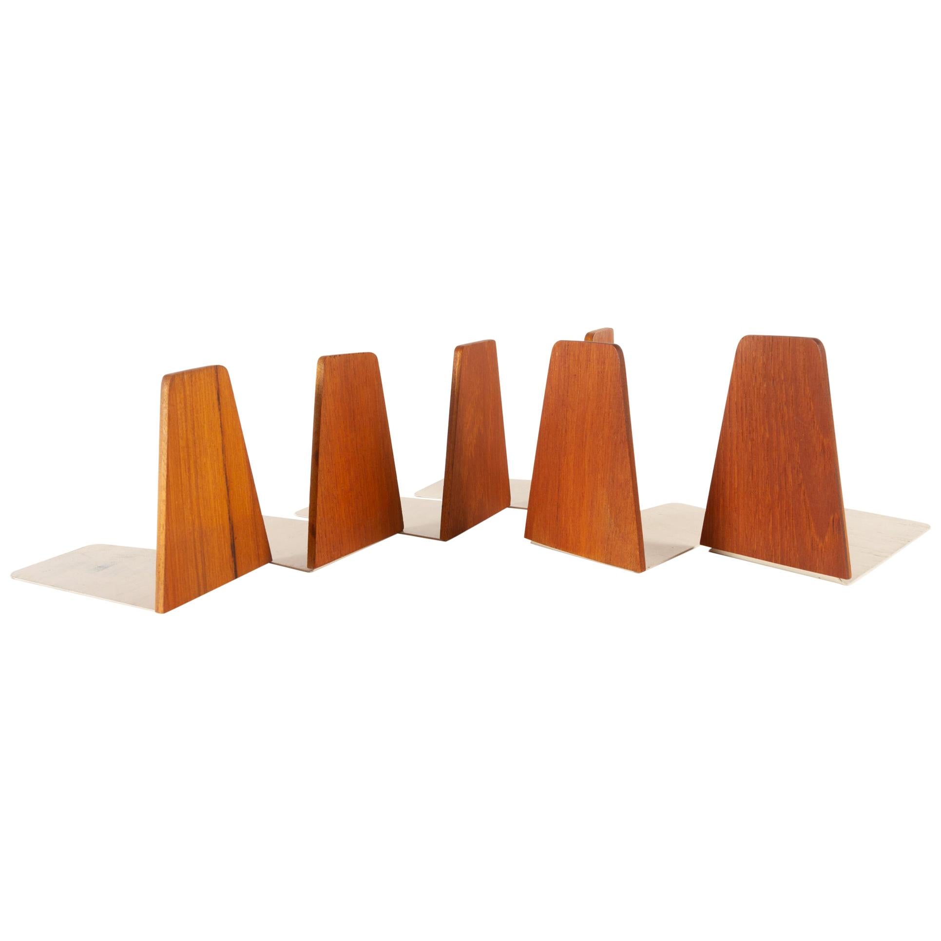 Vintage Danish Teak Bookends by Kai Kristiansen for FM 1960s Set of 6