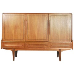 Vintage Danish Teak Cabinet with Rounded Edges and Cutlery Handles by NIHK, 1950