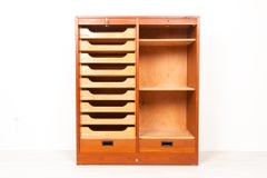 Vintage Danish Teak Cabinet with Tambour Doors, 1960s