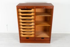 Vintage Danish Teak Cabinet with Tambour Doors, 1960s