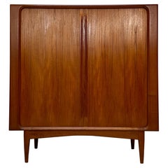 Vintage Danish Teak Cabinet with Tambour Doors by Bernhard Pedersen 
Søn, 1960s