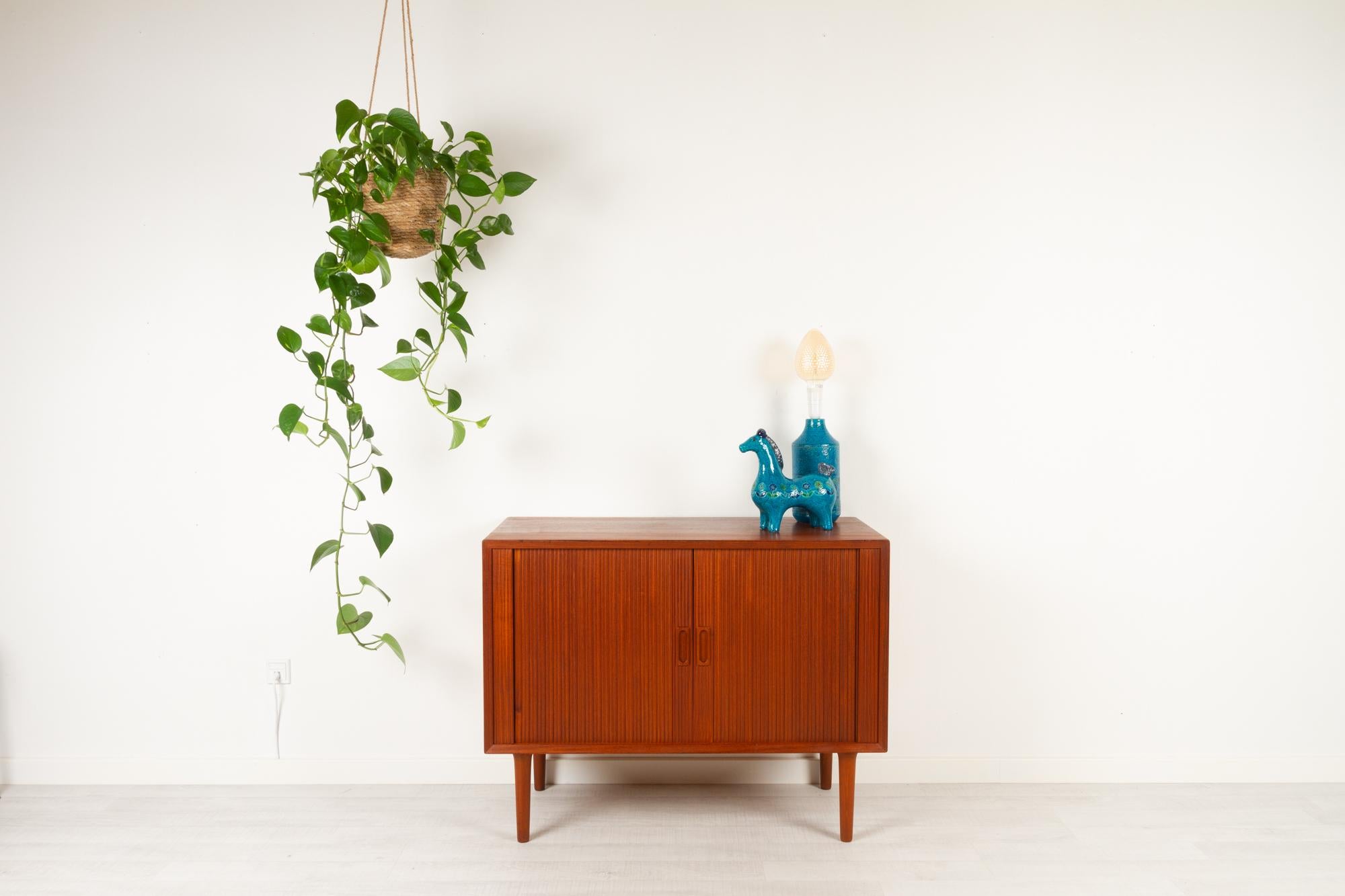 Vintage Danish Teak Cabinet with Tambour Doors by Lyby Møbler, 1960s 13