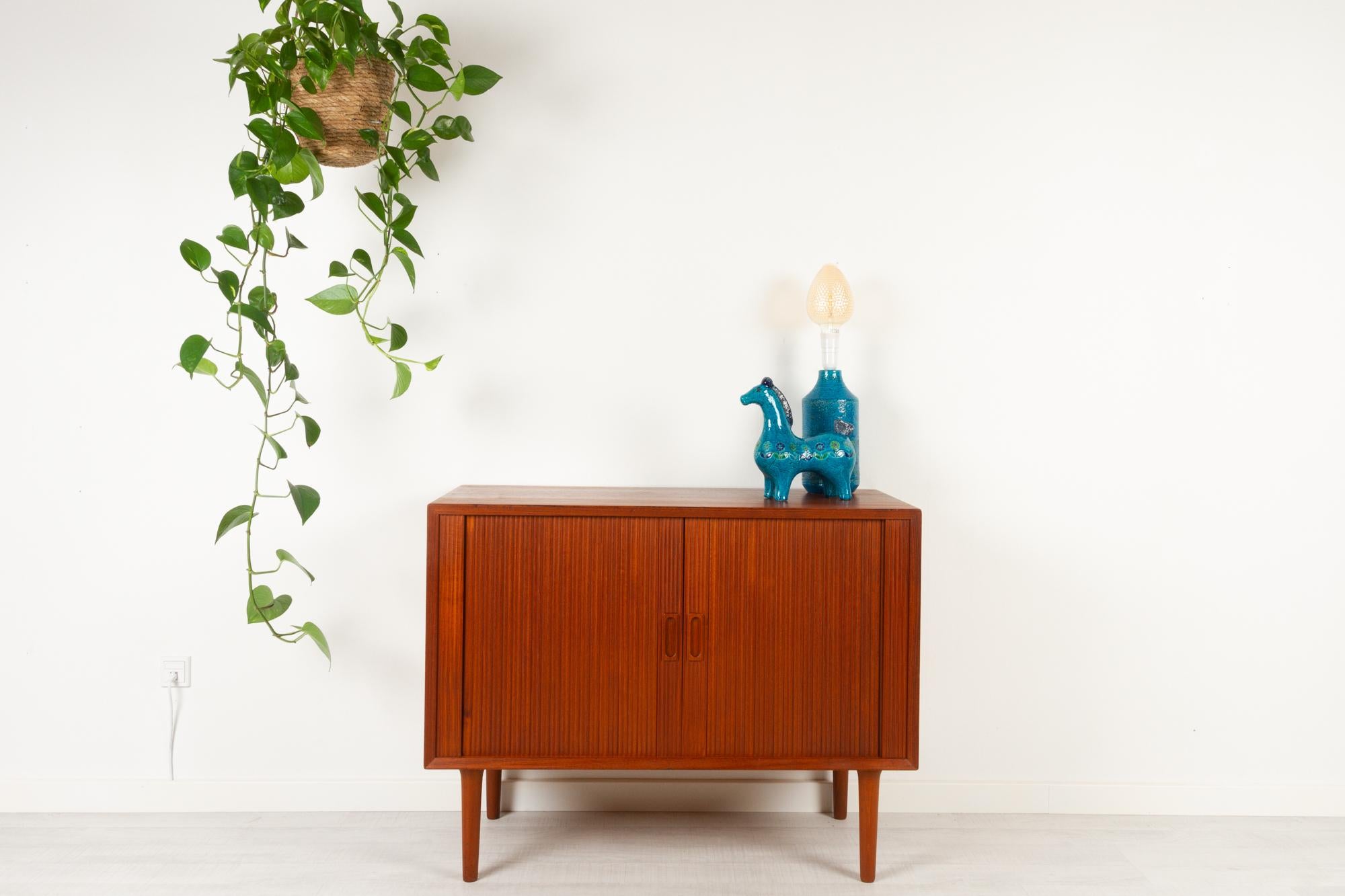 Vintage Danish Teak Cabinet with Tambour Doors by Lyby Møbler, 1960s 14