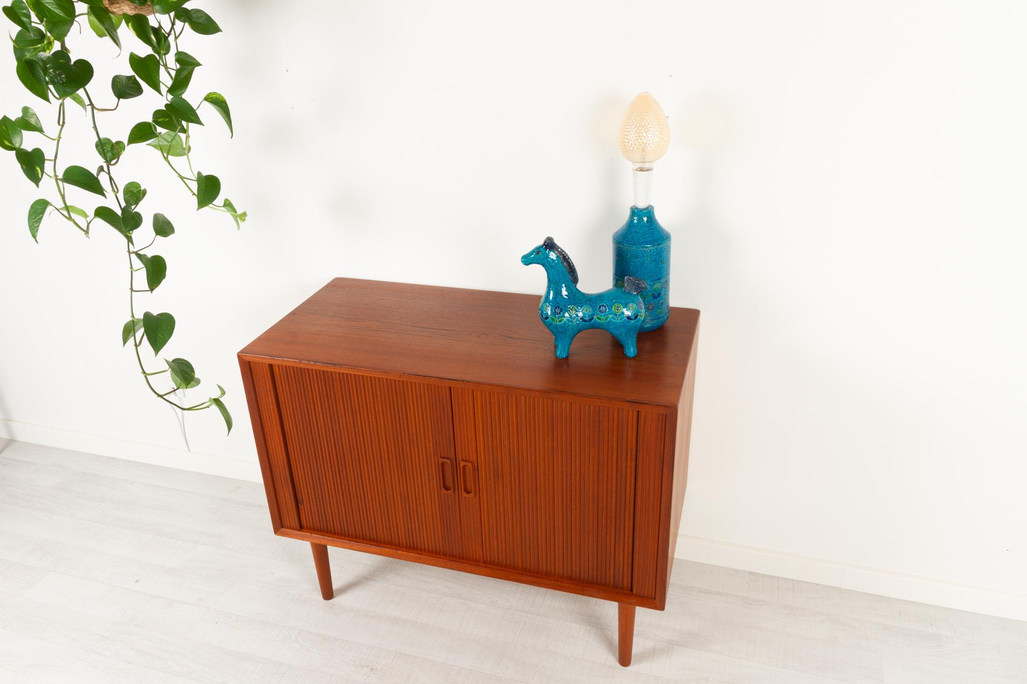 Vintage Danish Teak Cabinet with Tambour Doors by Lyby Møbler, 1960s 15