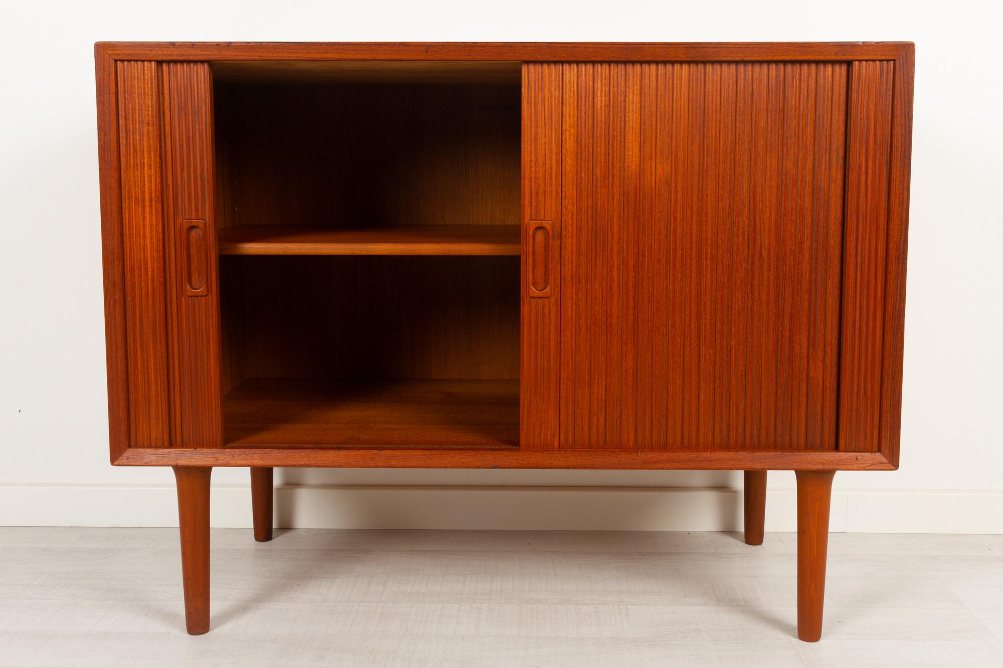 Mid-20th Century Vintage Danish Teak Cabinet with Tambour Doors by Lyby Møbler, 1960s