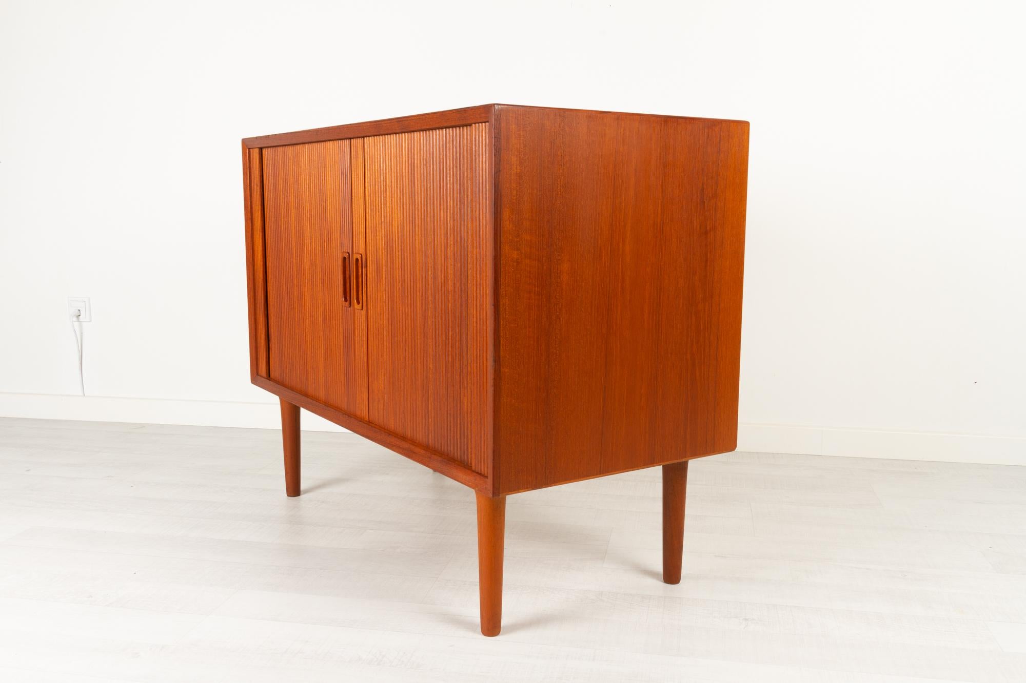 Vintage Danish Teak Cabinet with Tambour Doors by Lyby Møbler, 1960s 4