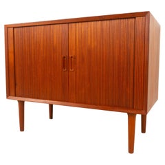 Vintage Danish Teak Cabinet with Tambour Doors by Lyby Møbler, 1960s