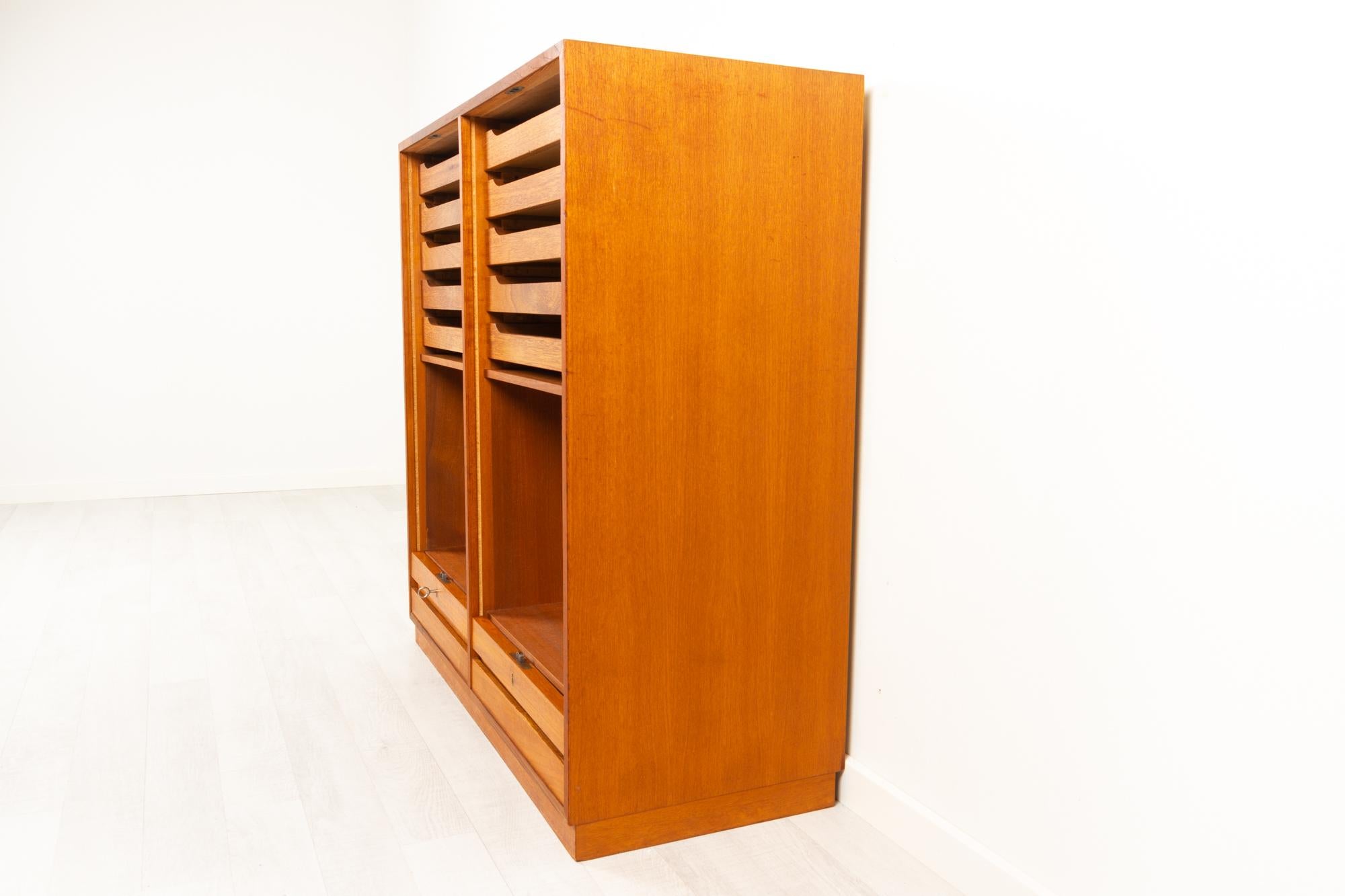 Mid-20th Century Vintage Danish Teak Cabinet with Tambour Front, 1960s