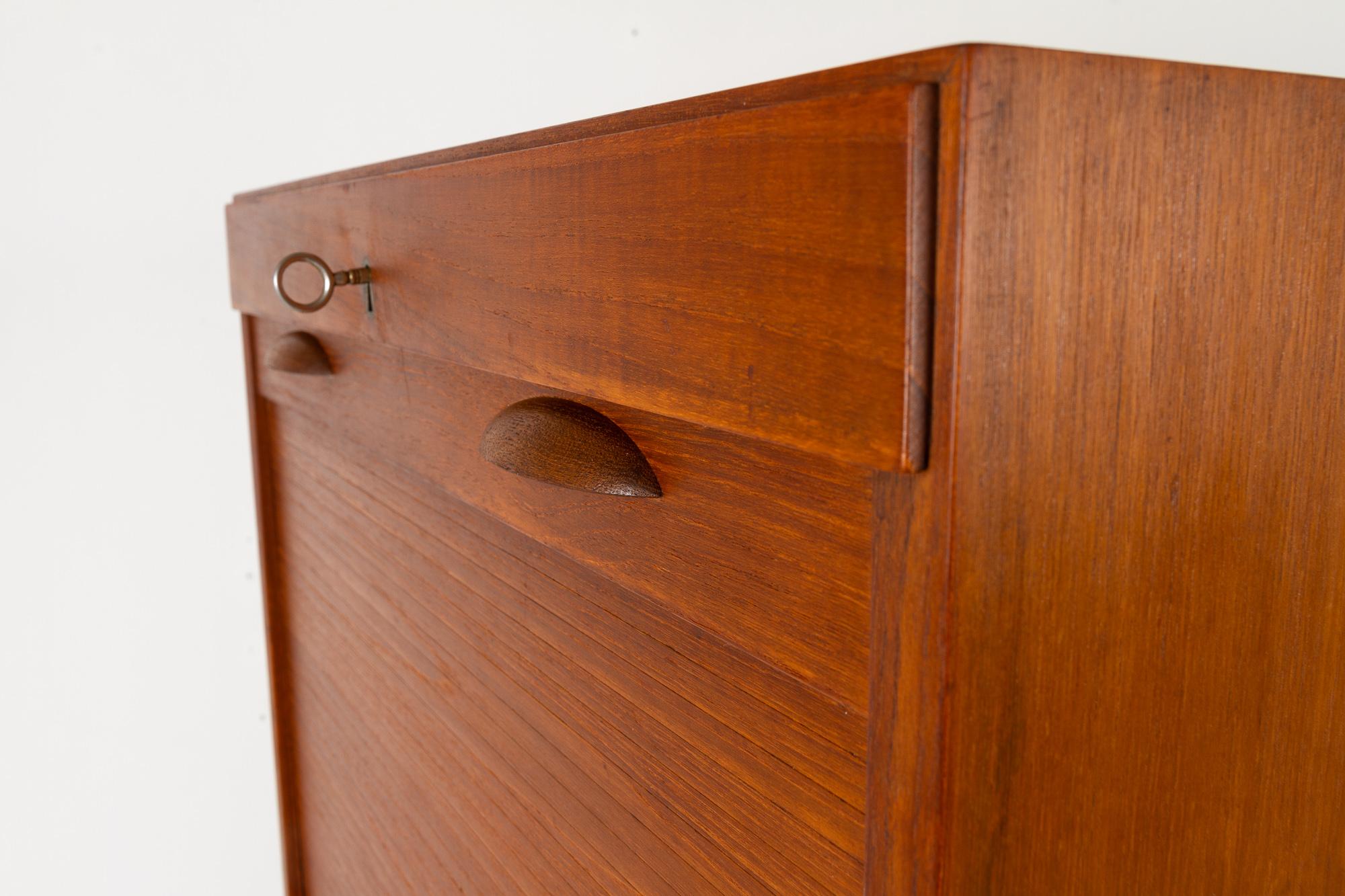 Mid-20th Century Vintage Danish Teak Cabinet with Tambour Front, 1960s