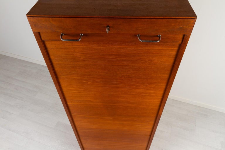 Vintage Danish Teak Cabinet with Tambour Front, 1960s For Sale 2