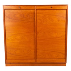 Vintage Danish Teak Cabinet with Tambour Front, 1960s