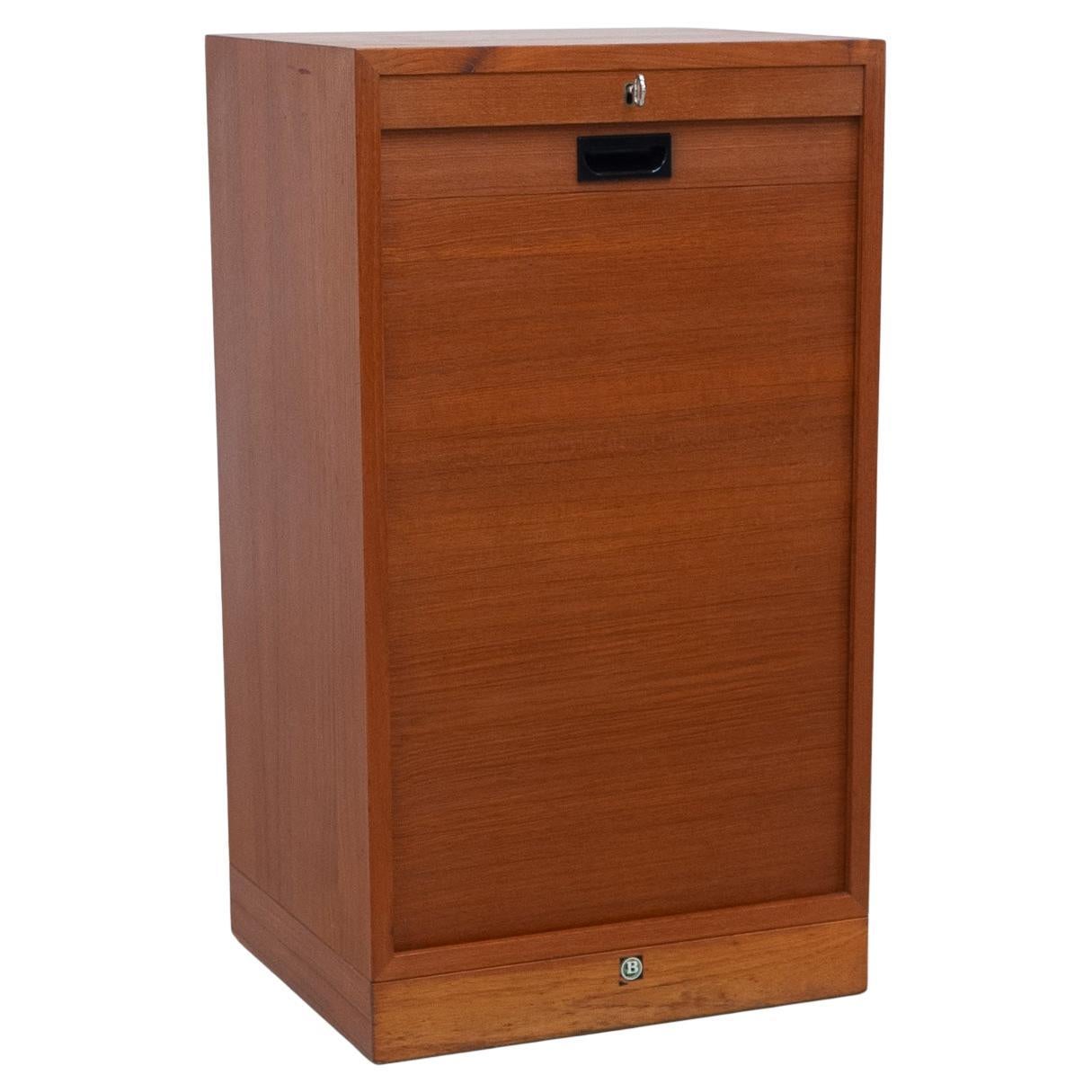Vintage Danish Teak Cabinet with Tambour Front, 1960s.
