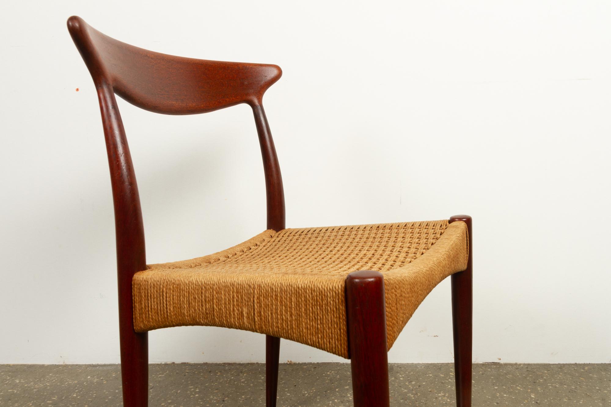 Papercord Vintage Danish Teak Chair by Arne Hovmand-Olsen for Mogens Kold, 1950s