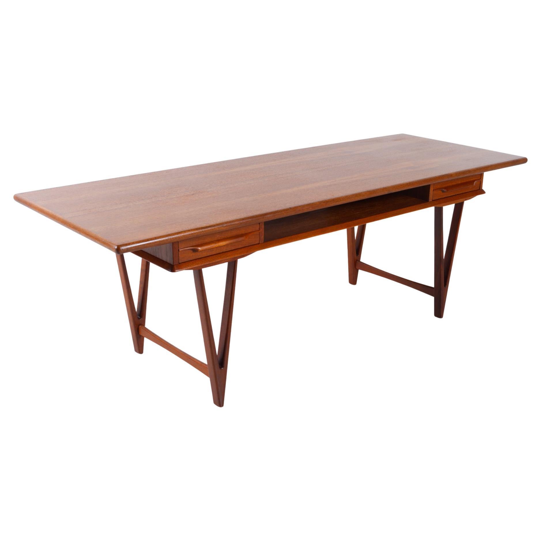Vintage Danish Teak Coffee Table by E.W. Bach 1960s For Sale