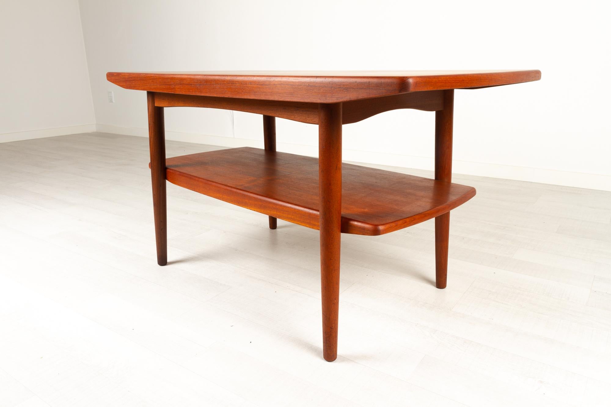 Vintage Danish Teak Coffee Table with Shelf, 1960s For Sale 9