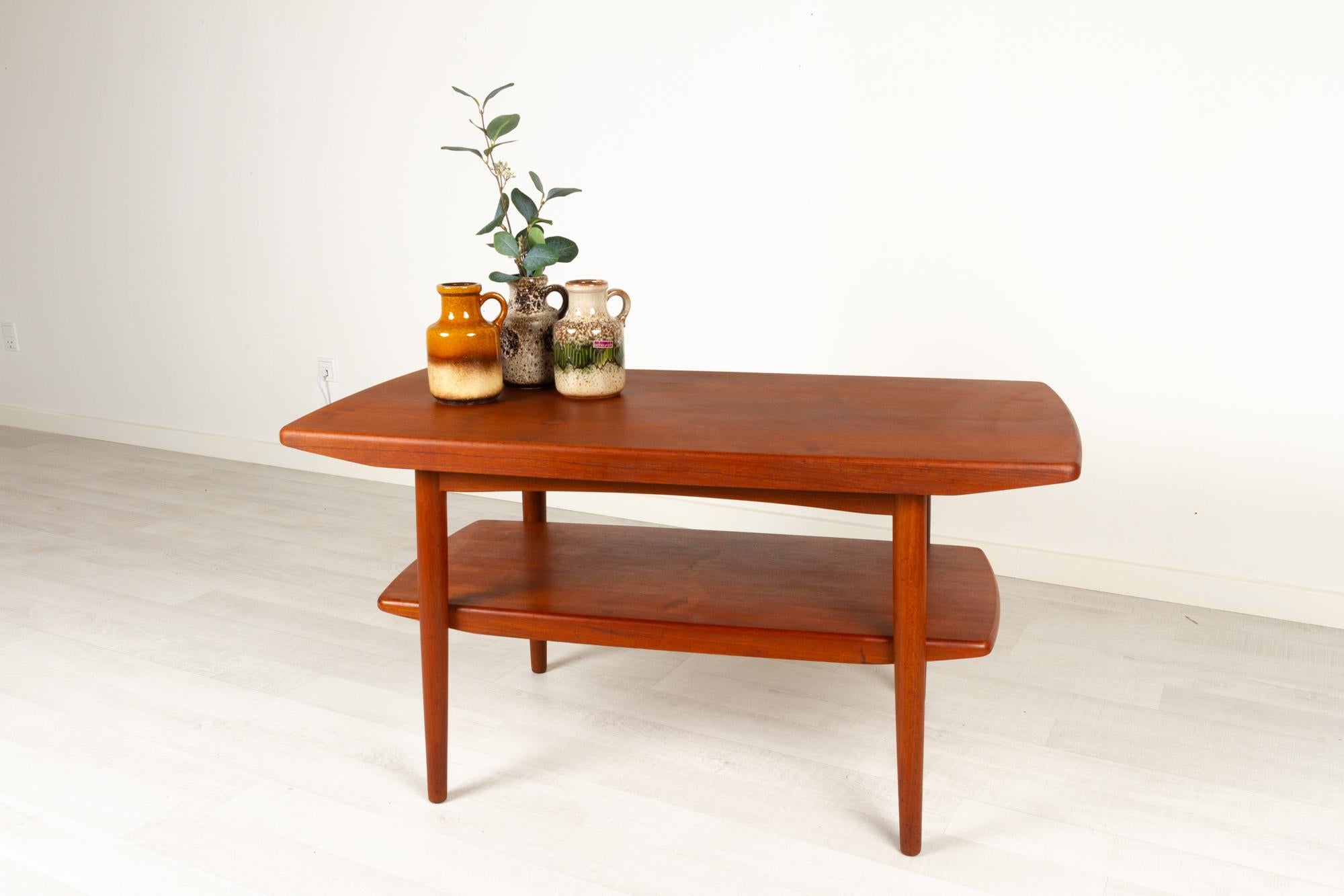 Vintage Danish Teak Coffee Table with Shelf, 1960s For Sale 13