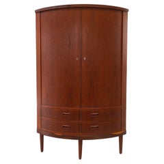 Vintage Danish Teak Corner Cabinet with Curved Front, 1950s