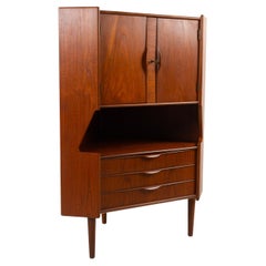 Vintage Danish Teak Corner Cabinet with Dry Bar, 1960s