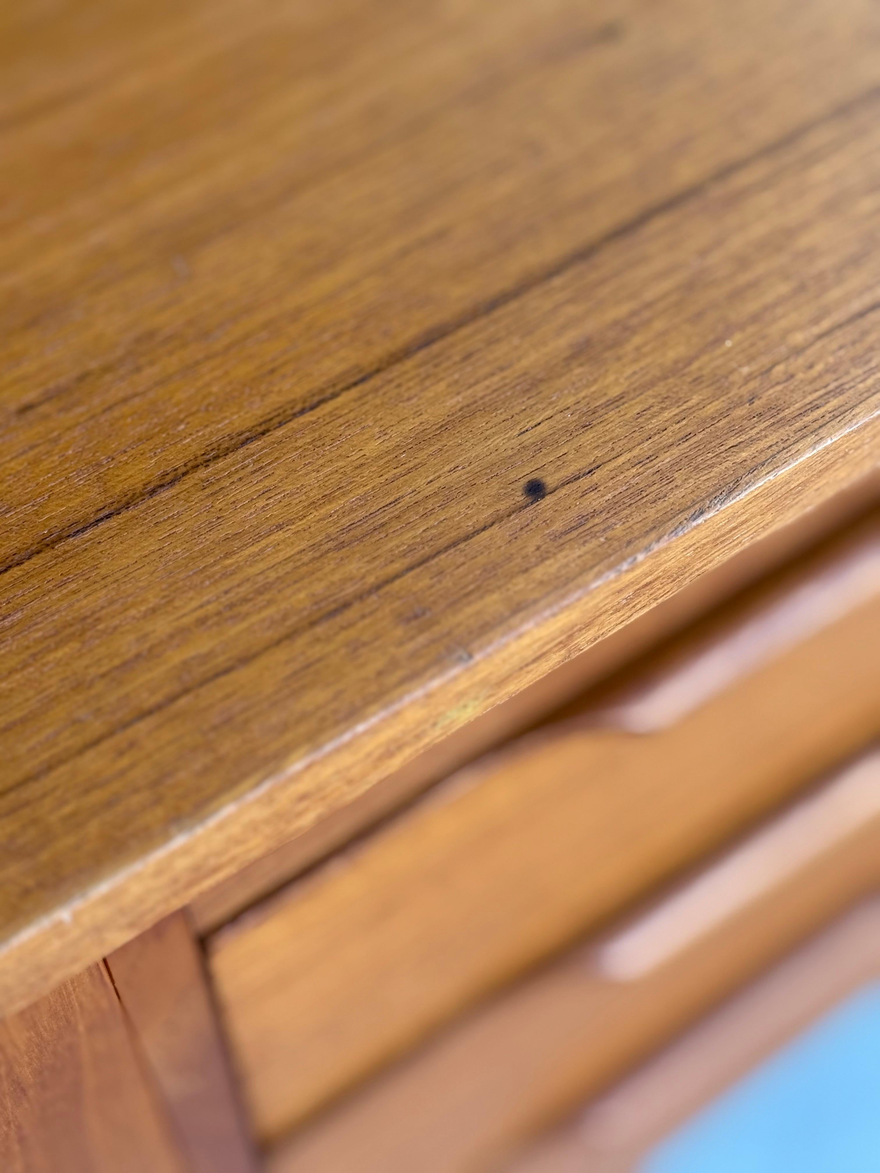 Vintage Danish Teak Desk with Finished Back by Bent Silberg Mobler 5