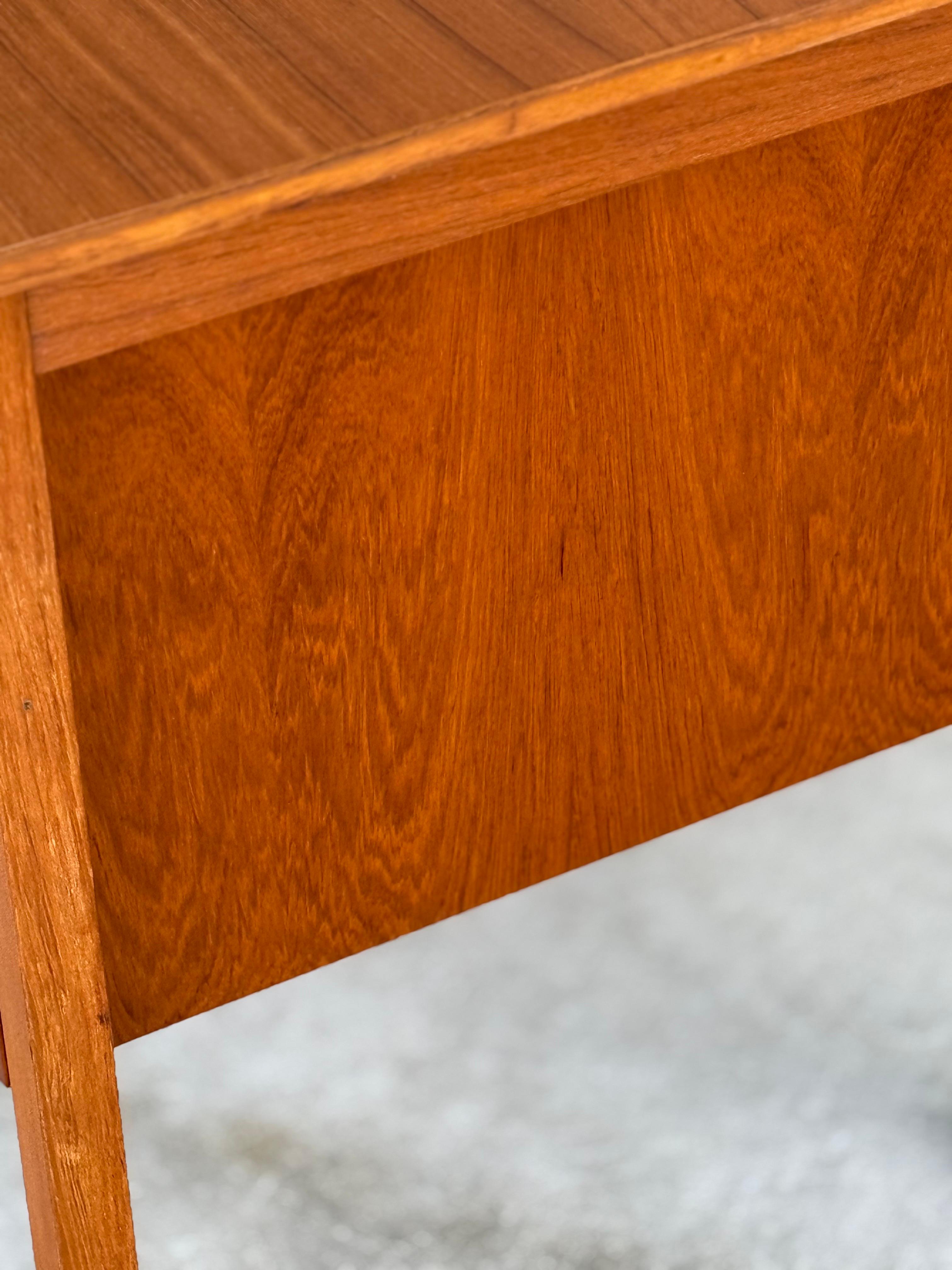 Wood Vintage Danish Teak Desk with Finished Back by Bent Silberg Mobler