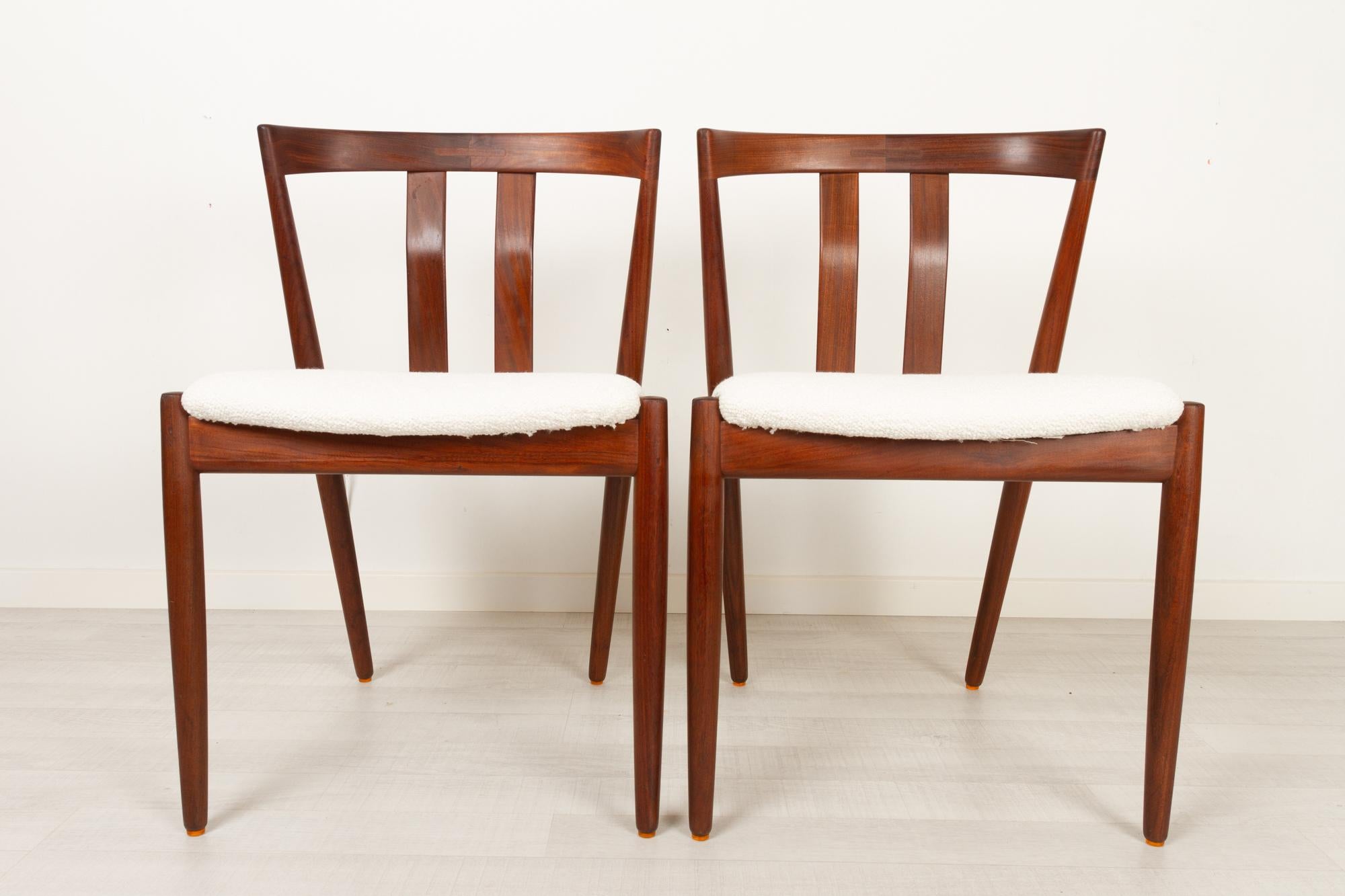 Danois Chaises de salle à manger vintage en teck danois, 1960, ensemble de 2 en vente