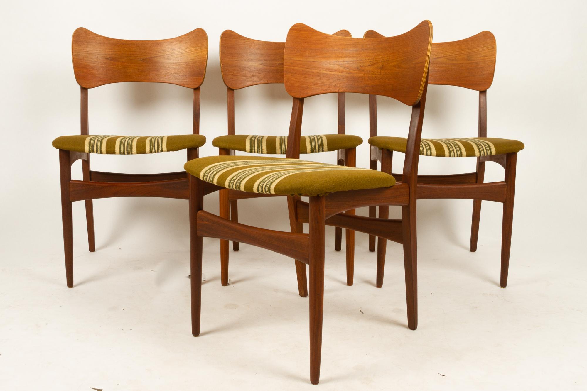 Mid-Century Modern Vintage Danish Teak Dining Chairs 1960s Set of 4