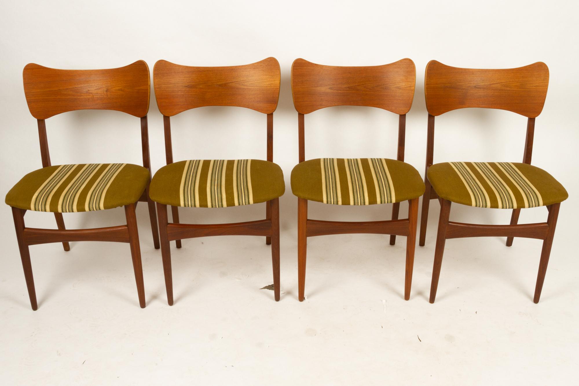Vintage Danish Teak Dining Chairs 1960s Set of 4 In Good Condition In Asaa, DK