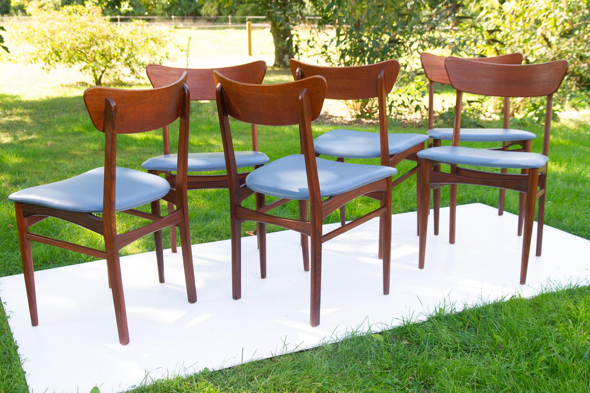 Vintage Danish Teak Dining Chairs 1960s, Set of 6 For Sale 4