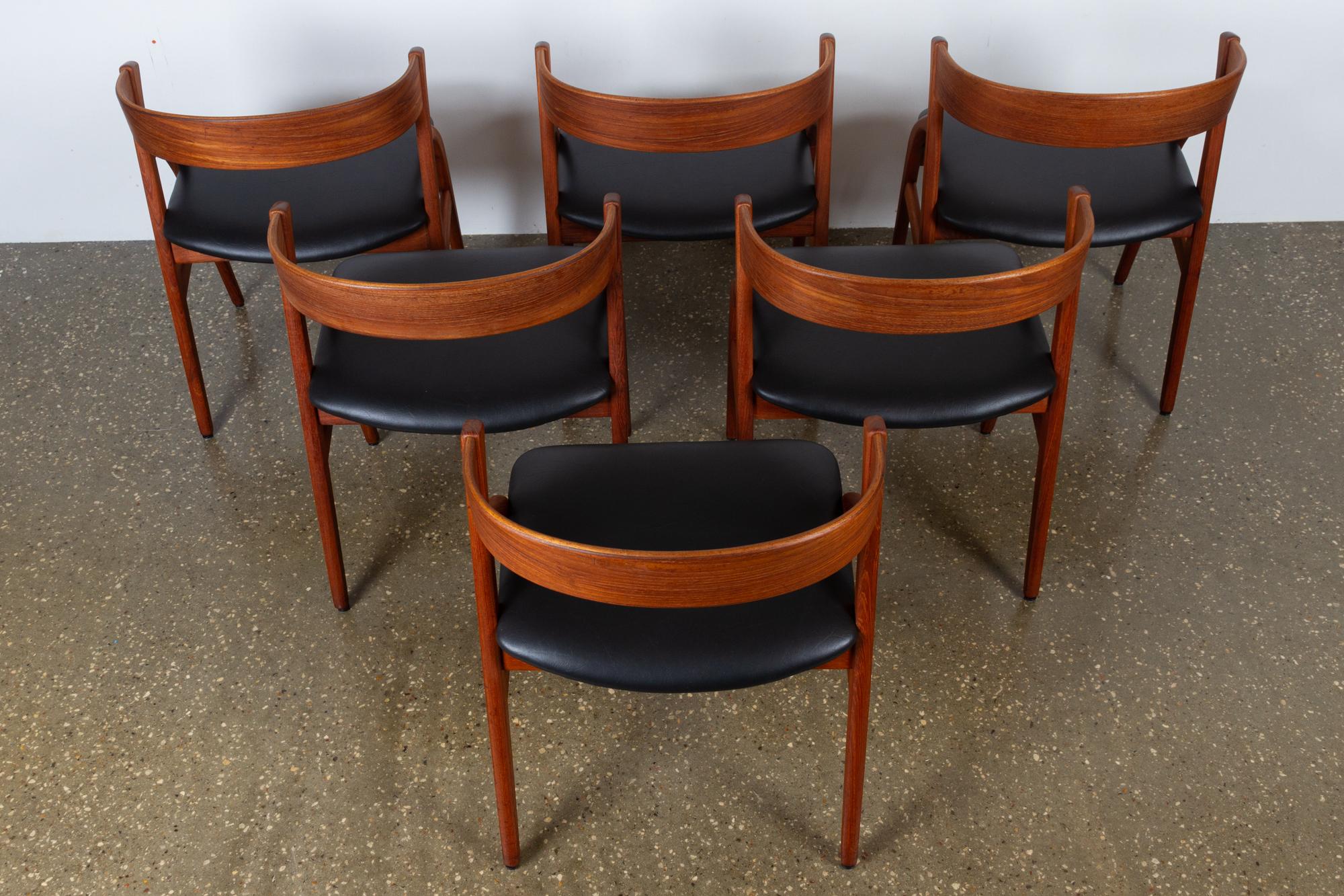 Vintage Danish Teak Dining Chairs 1960s Set of 6 3