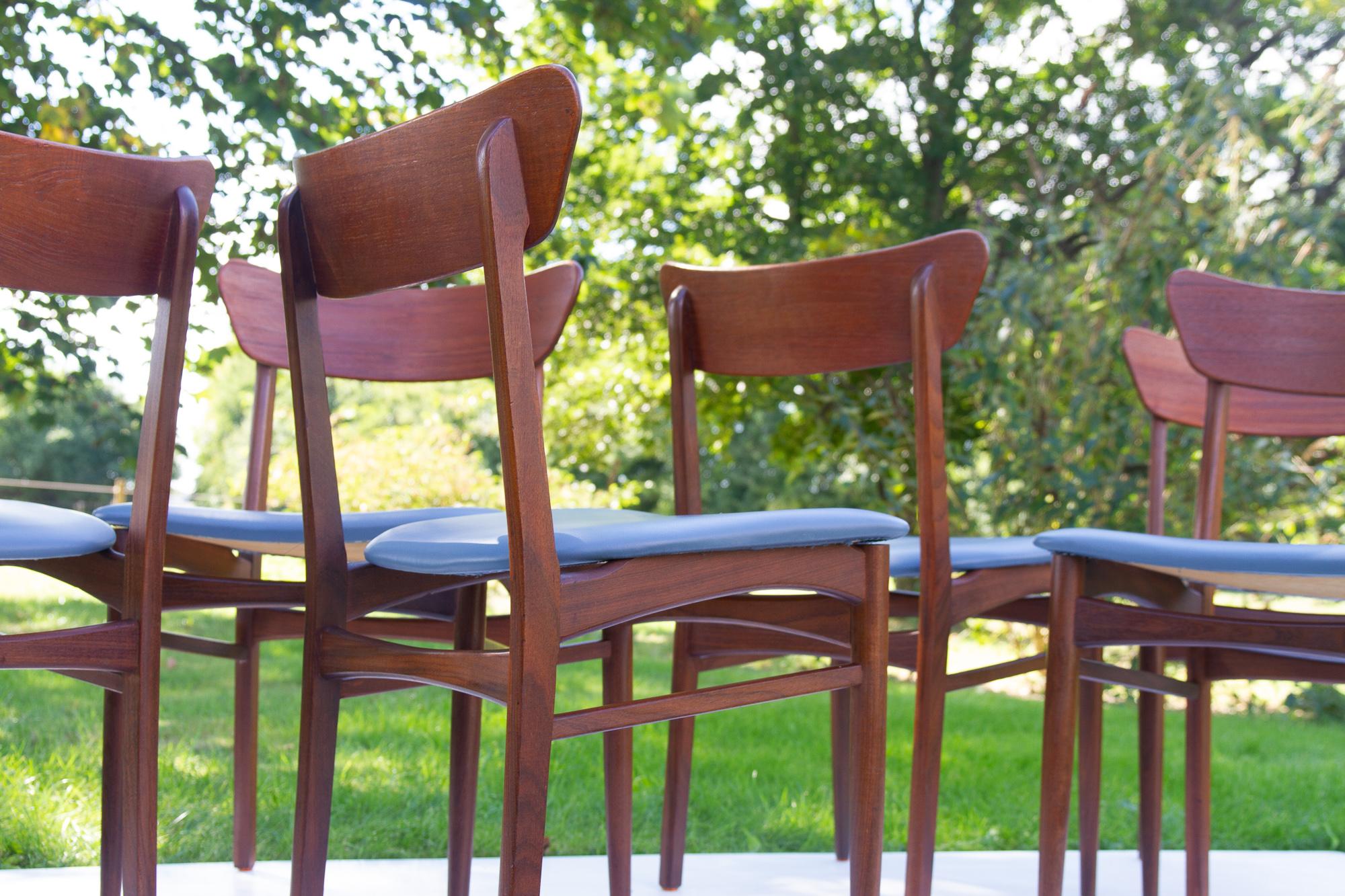 Vintage Danish Teak Dining Chairs 1960s, Set of 6 For Sale 6
