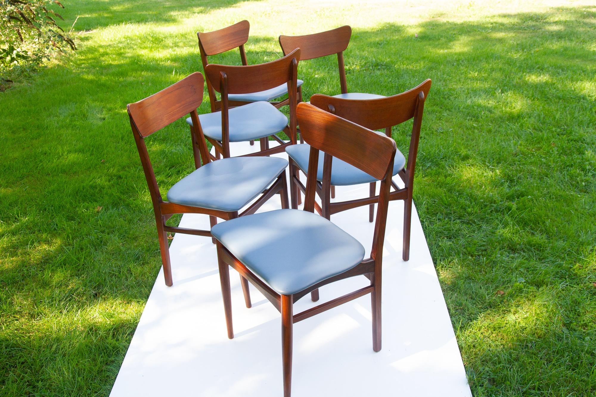 Vintage Danish Teak Dining Chairs 1960s, Set of 6 For Sale 7