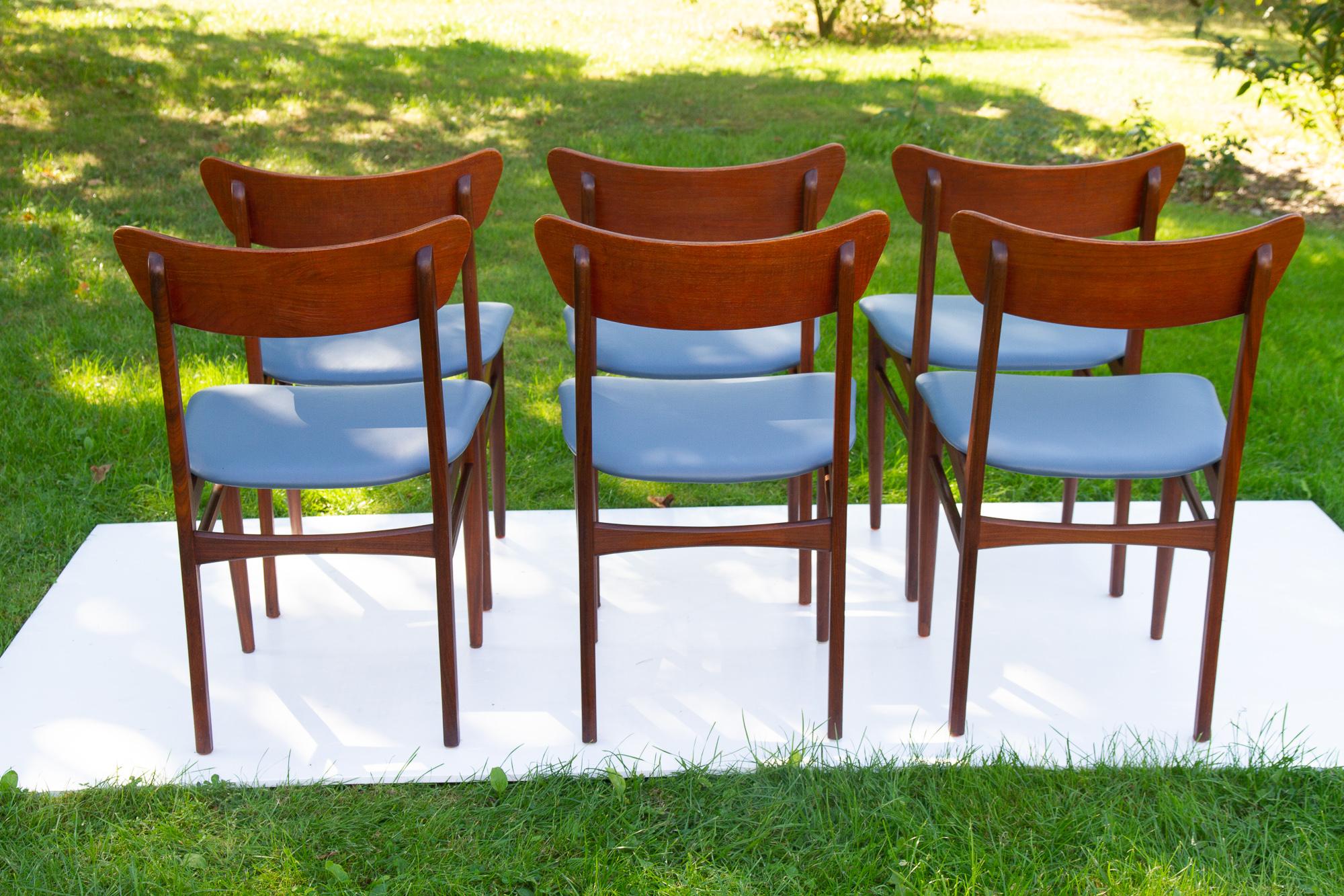 Vintage Danish Teak Dining Chairs 1960s, Set of 6 For Sale 8