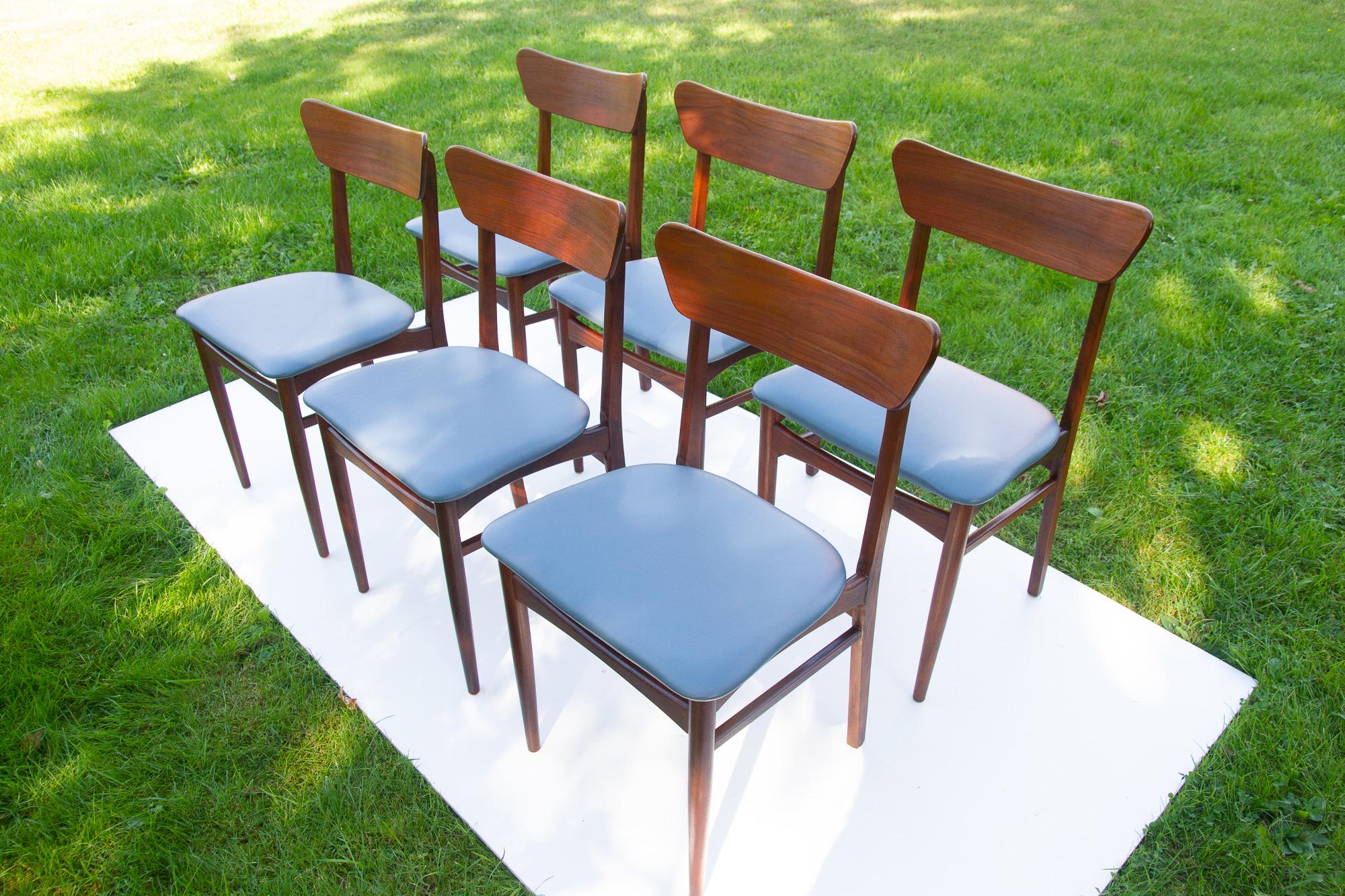 Vintage Danish Teak Dining Chairs 1960s, Set of 6 For Sale 11
