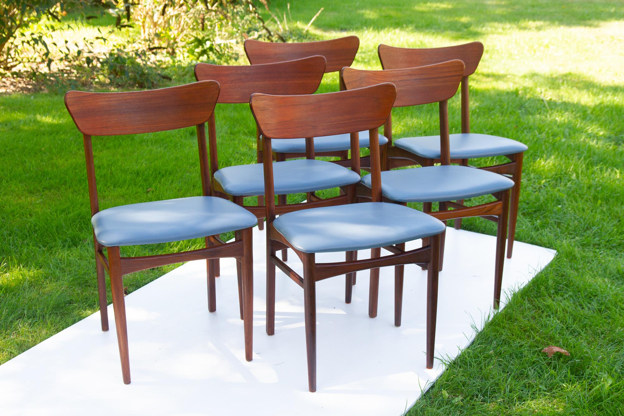 Vintage Danish Teak Dining Chairs 1960s, Set of 6 For Sale 14