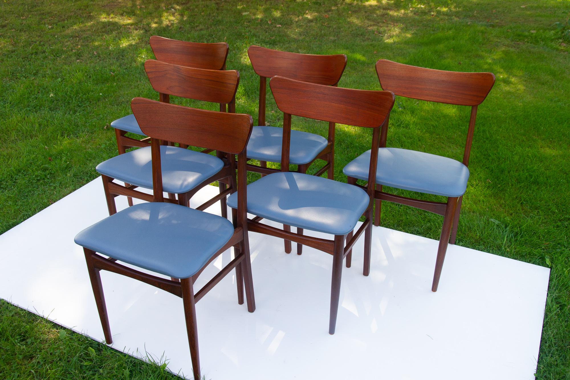Mid-Century Modern Vintage Danish Teak Dining Chairs 1960s, Set of 6 For Sale