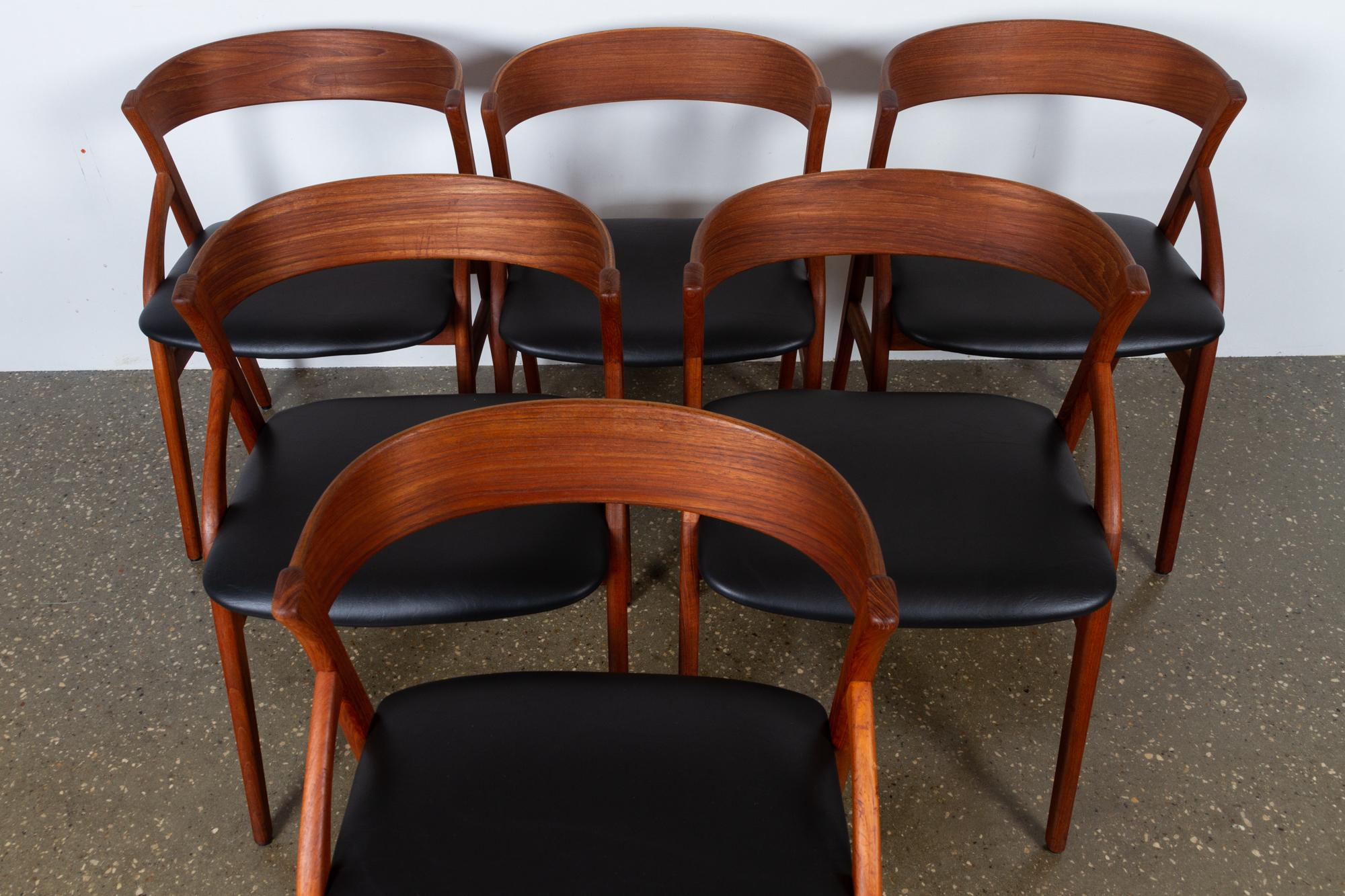 Vintage Danish Teak Dining Chairs 1960s Set of 6 In Good Condition In Asaa, DK