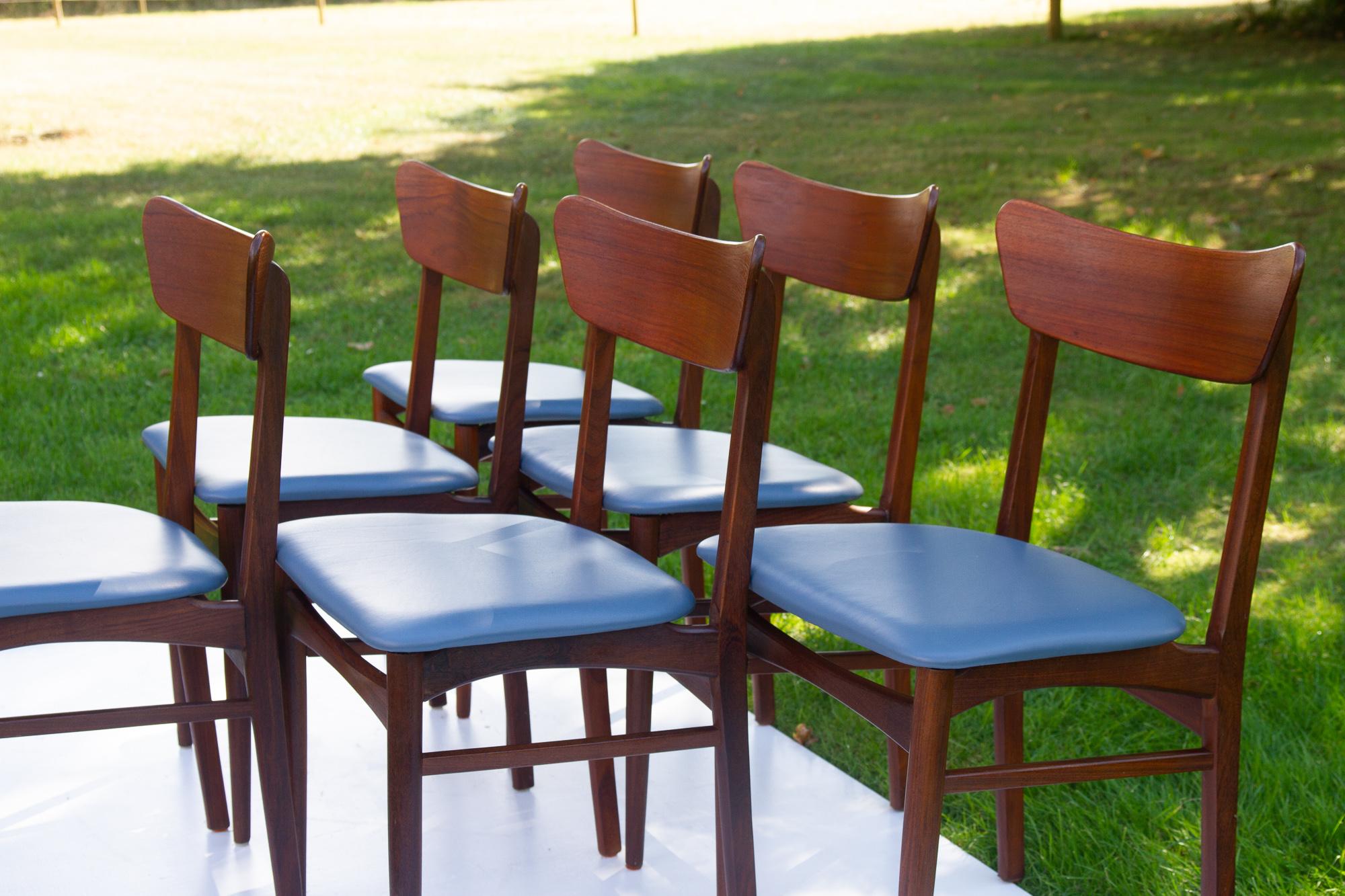 Vintage Danish Teak Dining Chairs 1960s, Set of 6 For Sale 2