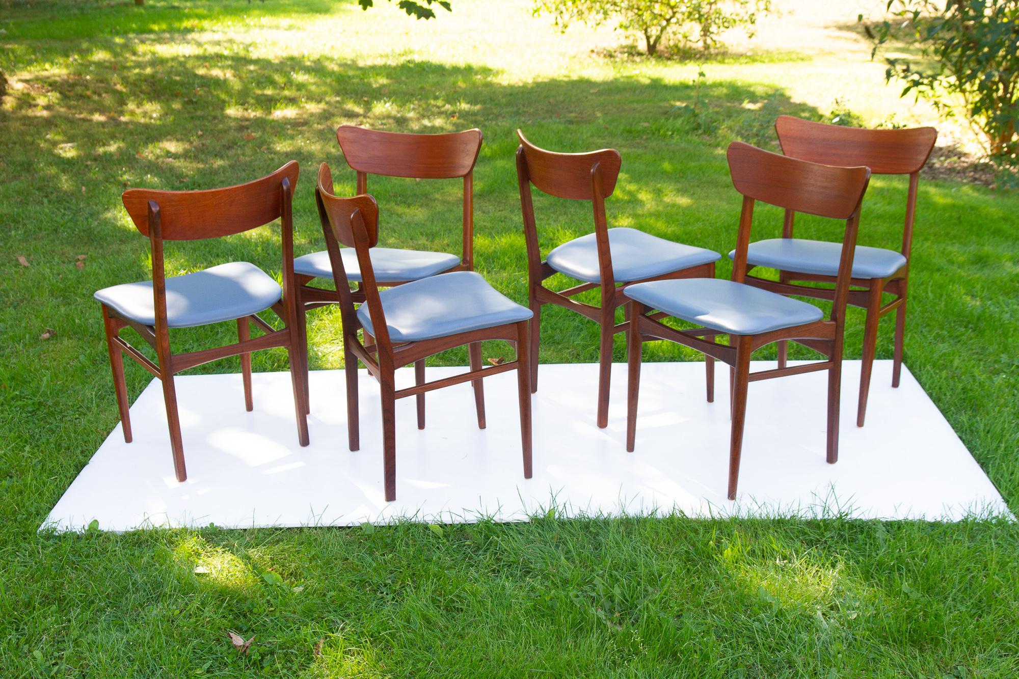 Vintage Danish Teak Dining Chairs 1960s, Set of 6 For Sale 3