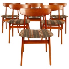 Vintage Danish Teak Dining Chairs 1960s Set of 6