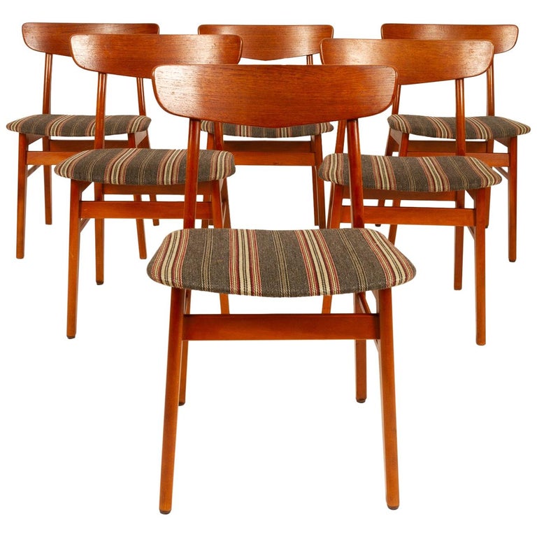 Vintage Danish Teak Dining Chairs 1960s Set Of 6 For Sale At 1stdibs