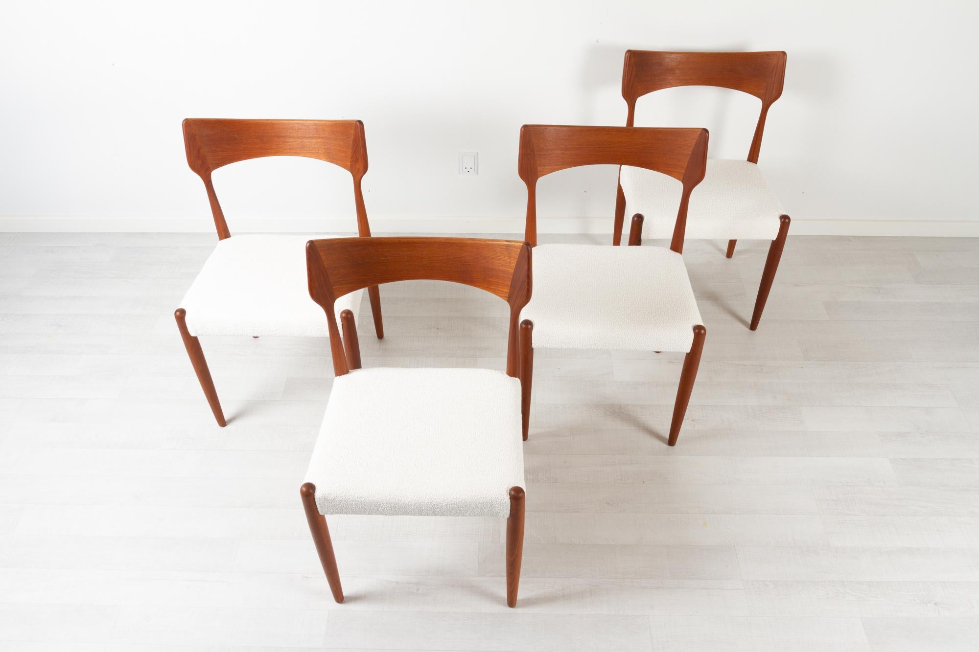Mid-Century Modern Vintage Danish Teak Dining Chairs by Bernhard Pedersen & Søn 1960s, Set of 4