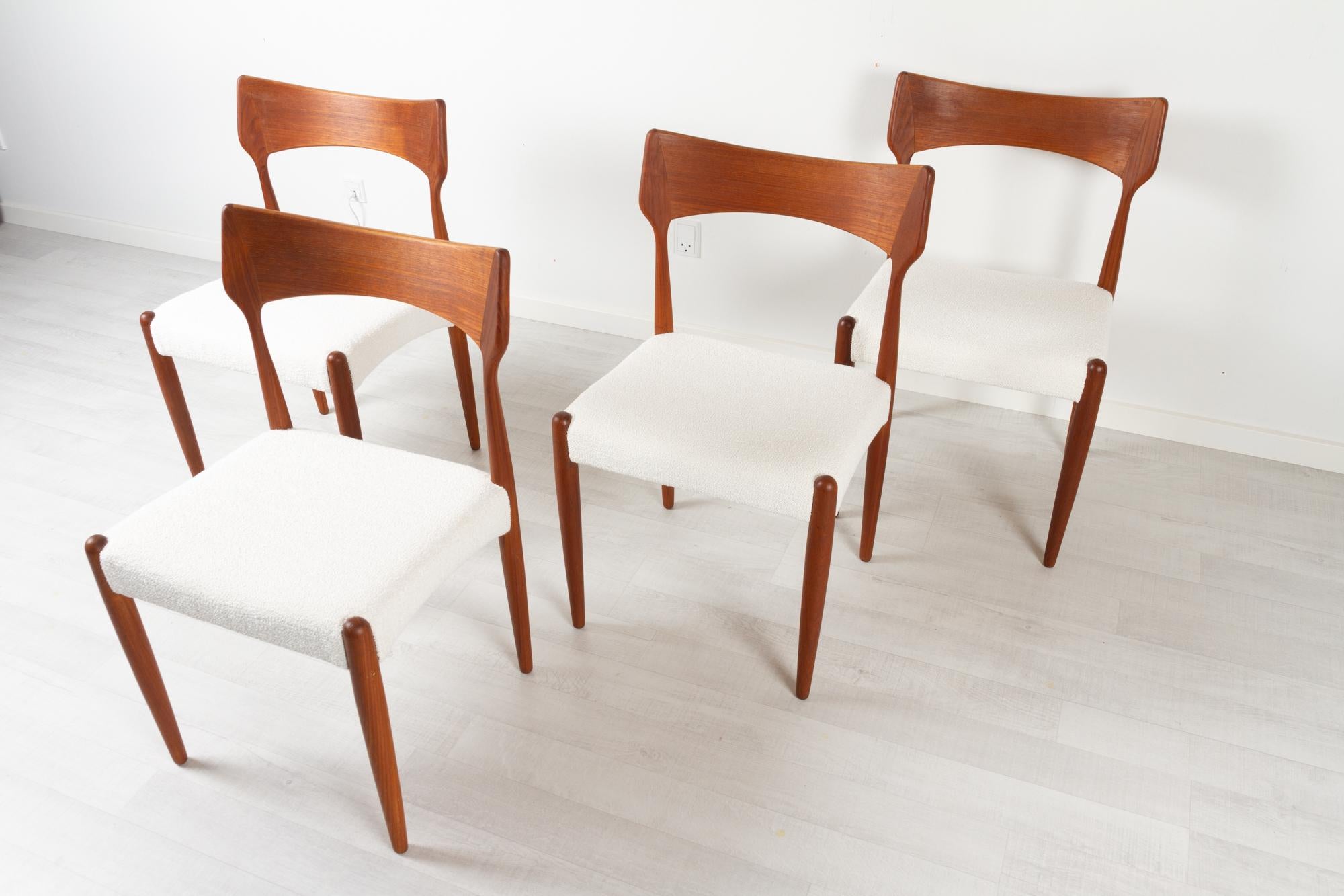 Vintage Danish Teak Dining Chairs by Bernhard Pedersen & Søn 1960s, Set of 4 In Good Condition In Asaa, DK
